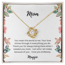 Load image into Gallery viewer, Mom Love Knot Necklace in Gift Box | CUSTOMIZABLE NAMES | 14K White Gold or 18K Yellow Gold