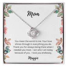 Load image into Gallery viewer, Mom Love Knot Necklace in Gift Box | CUSTOMIZABLE NAMES | 14K White Gold or 18K Yellow Gold
