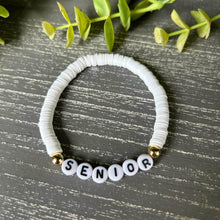 Load image into Gallery viewer, white bracelet says Senior