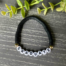 Load image into Gallery viewer, black bracelet says graduate