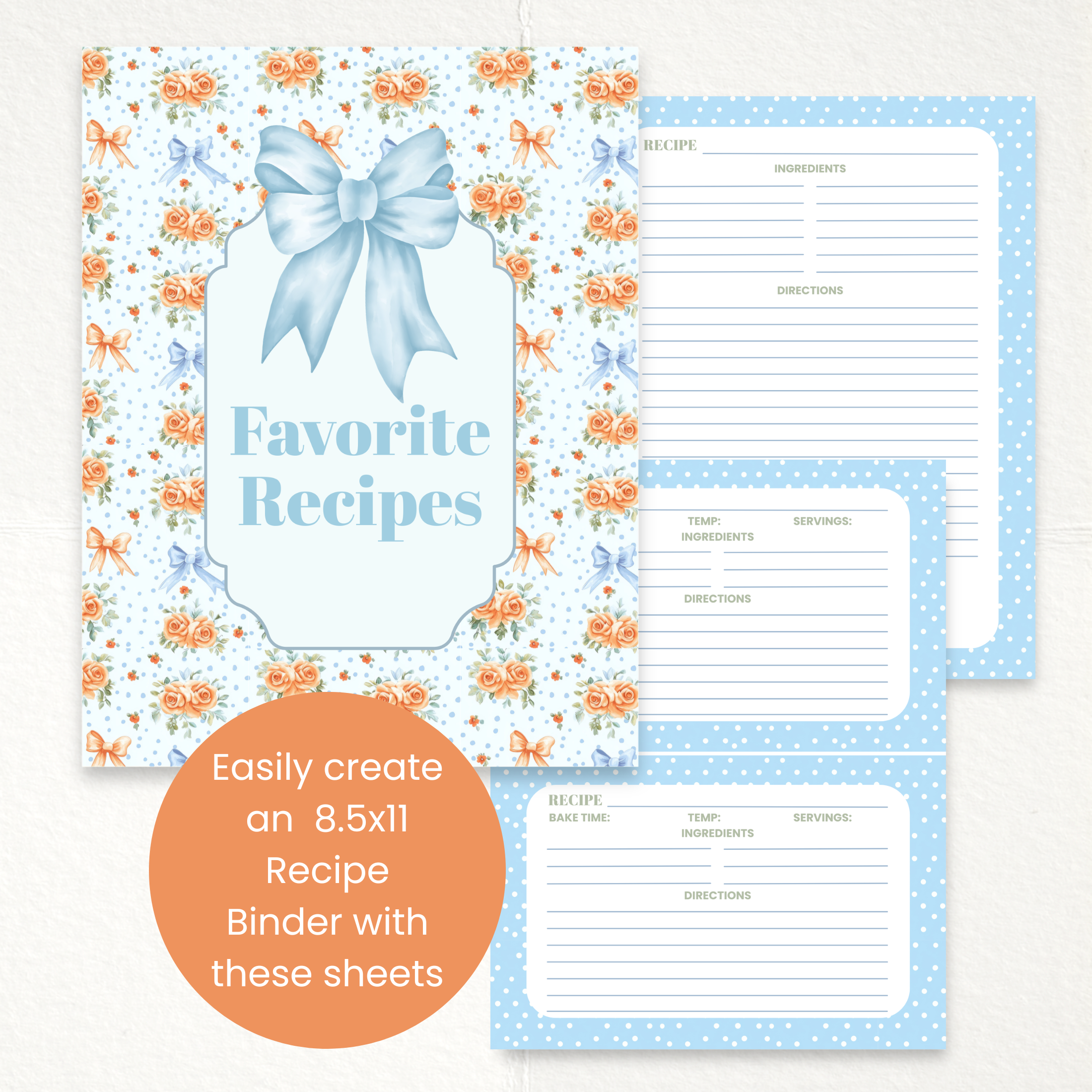 bows recipe page for recipe binder
