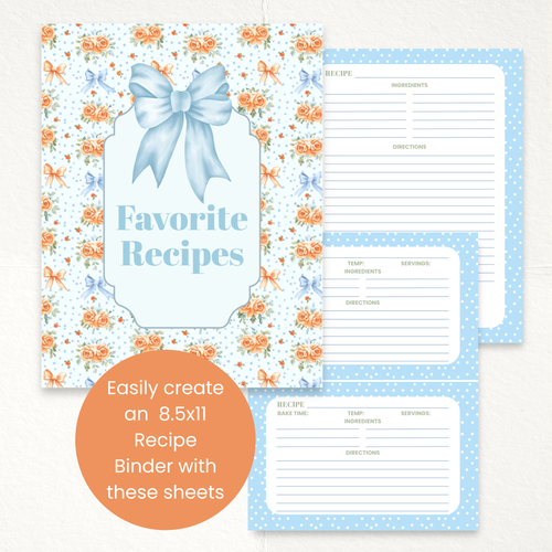 bows recipe page for recipe binder