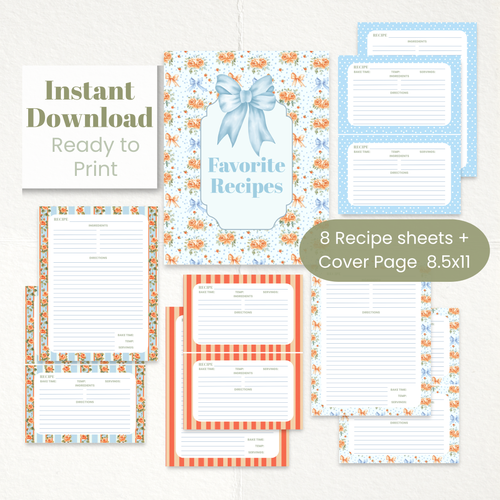 cottagecore recipe cards download