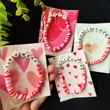 Load image into Gallery viewer, Customizable Valentine Bracelets | 6.5" Child/Youth Size | 25 Word Choices
