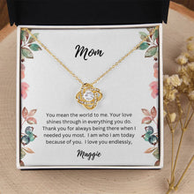 Load image into Gallery viewer, Mom Love Knot Necklace in Gift Box | CUSTOMIZABLE NAMES | 14K White Gold or 18K Yellow Gold
