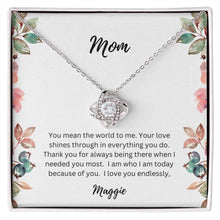 Load image into Gallery viewer, Mom Love Knot Necklace in Gift Box | CUSTOMIZABLE NAMES | 14K White Gold or 18K Yellow Gold
