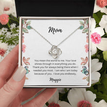 Load image into Gallery viewer, Mom Love Knot Necklace in Gift Box | CUSTOMIZABLE NAMES | 14K White Gold or 18K Yellow Gold
