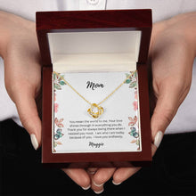 Load image into Gallery viewer, Mom Love Knot Necklace in Gift Box | CUSTOMIZABLE NAMES | 14K White Gold or 18K Yellow Gold
