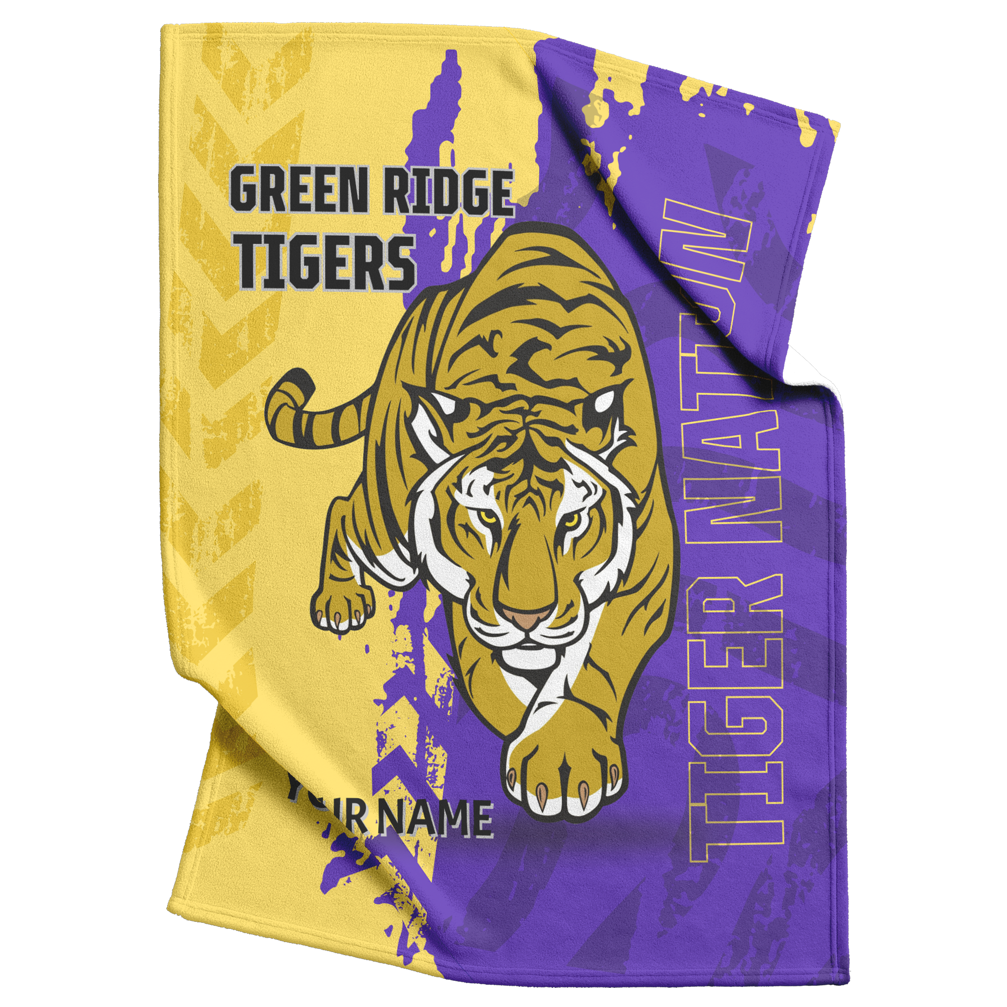 CUSTOMIZED Green Ridge Tigers Blanket: Fleece or Sherpa Fleece with 3 Size Options