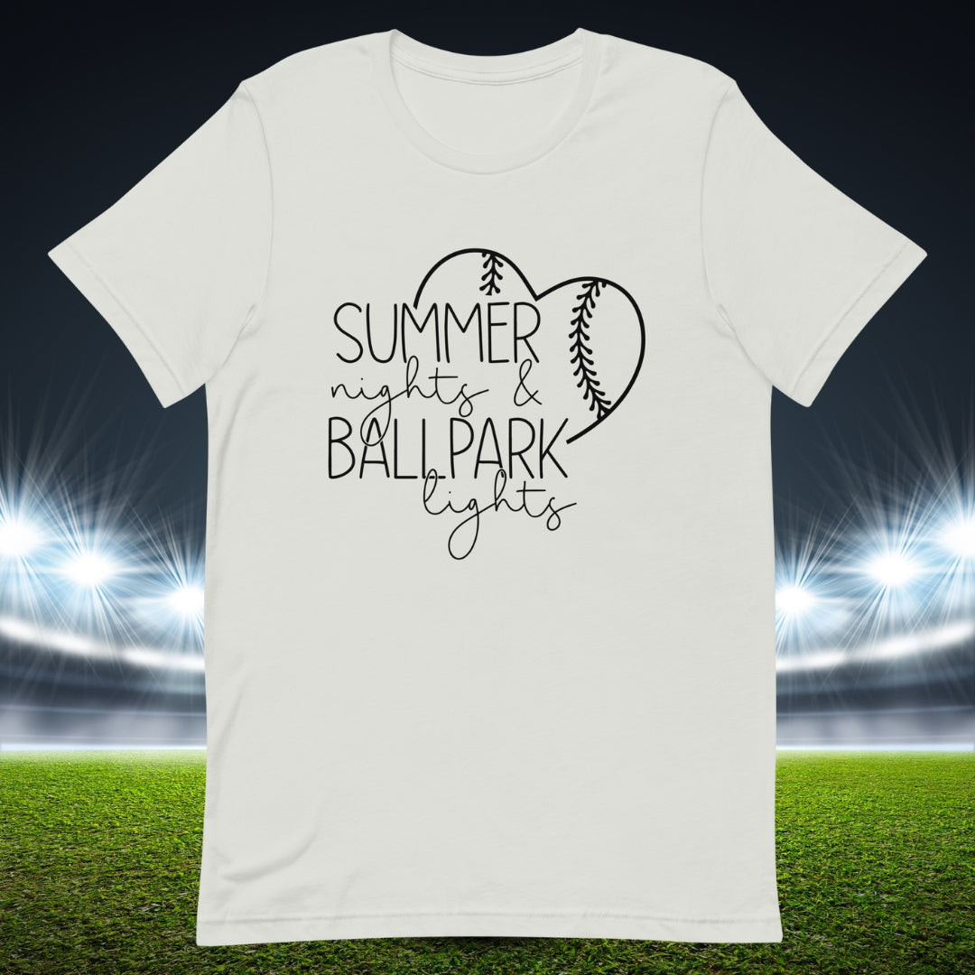 Summer Nights & Ballpark Lights T-shirt | 4 Colors | FREE SHIPPING