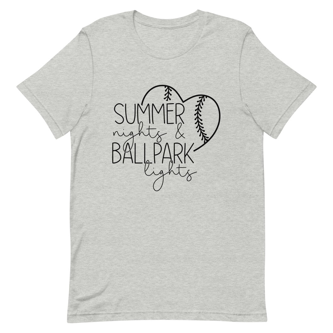 Summer Nights & Ballpark Lights T-shirt | 4 Colors | FREE SHIPPING