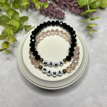 Load image into Gallery viewer, Mama bracelets with black and pink beads
