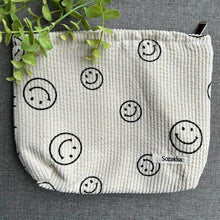 Load image into Gallery viewer, off-white corduroy bag with smiley faces
