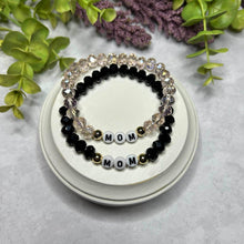 Load image into Gallery viewer, Mom bracelet in pink and black beads
